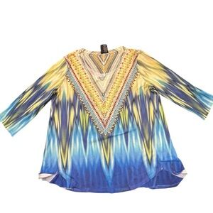 SALE!! 2 for $15 Colorful Boho Blouse Hippie Tunic Top Rhinestones Tie Dye